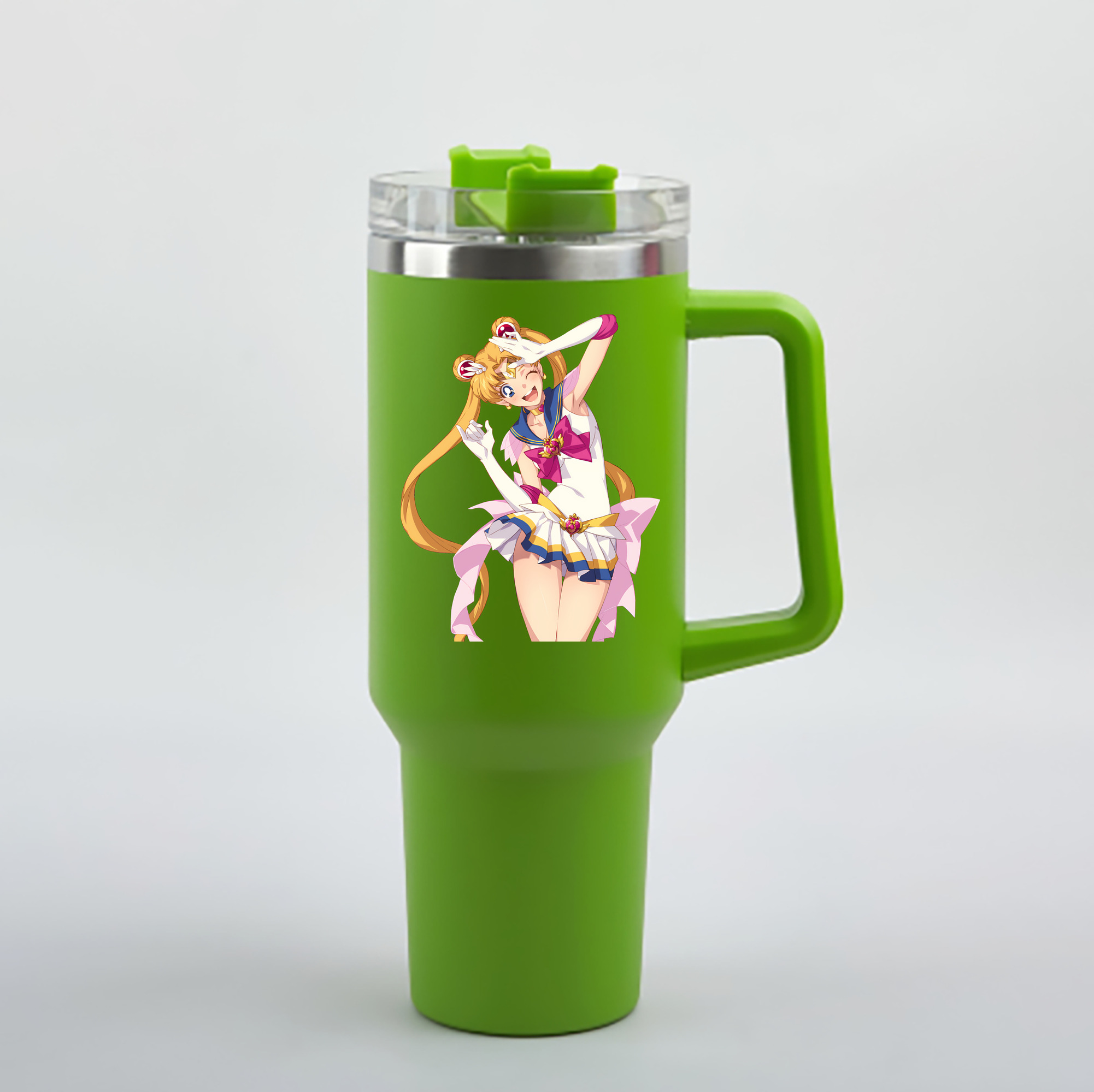 （画像用） 美少女戦士セーラームーン 月野 うさぎ つきの うさぎ Sailor Moon Tsukino Usagi 1200mL車用タンブラー - クリスタルステッカー（プラスチックストロー付き）
